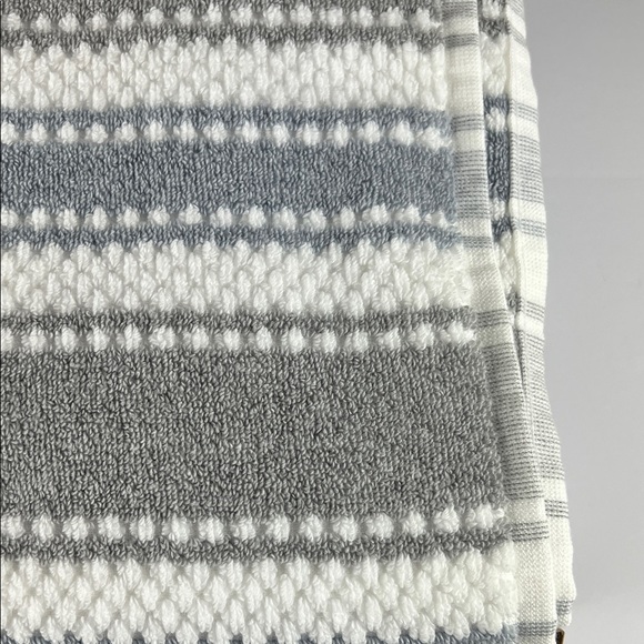 2 Pc Eco-Mélange Quick Dry Bath Towel Set Blue Gray White 100% Cotton Soft NEW - Picture 4 of 7